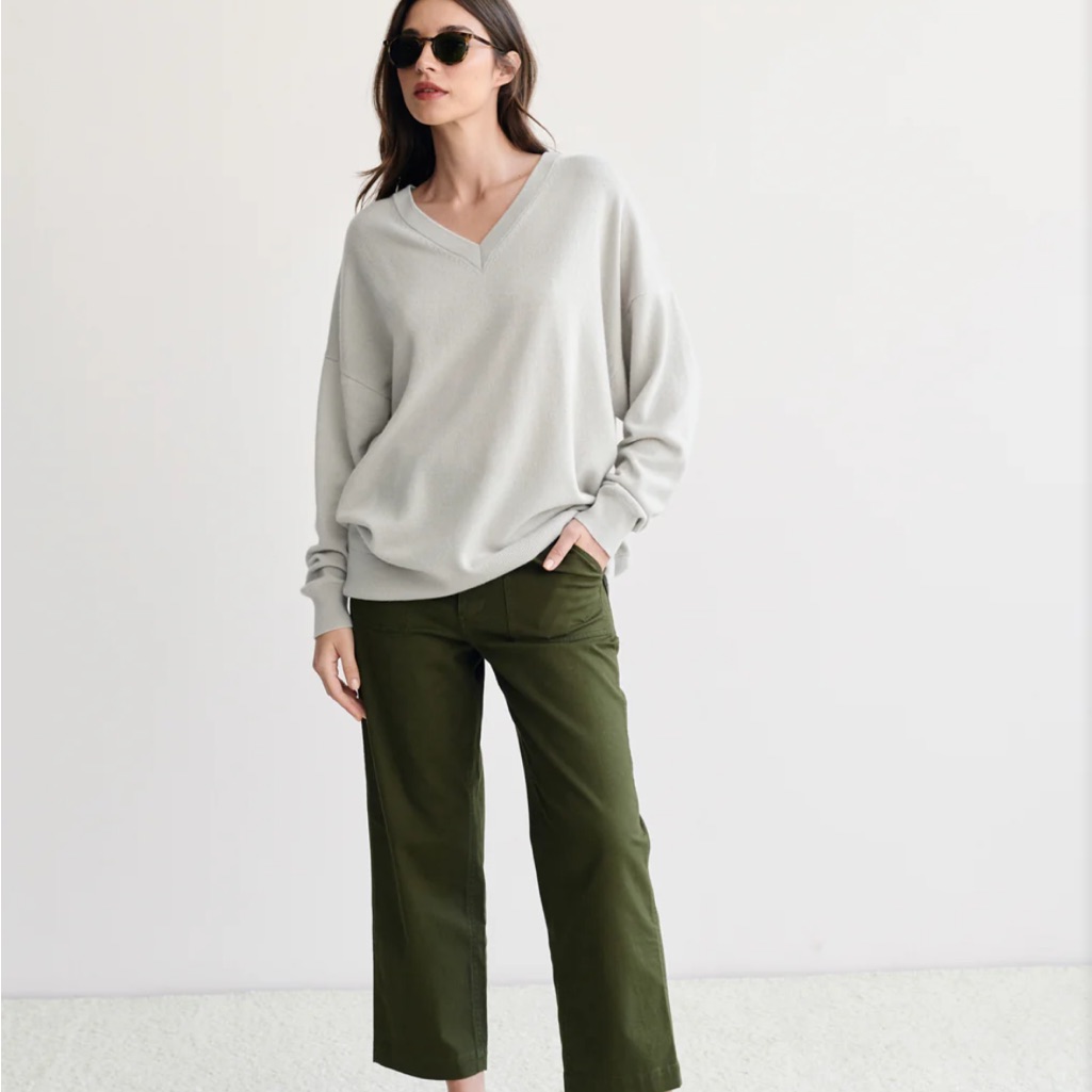Jenni Kayne Charlie Cashmere V-Neck Sweater- Dove - Size Small